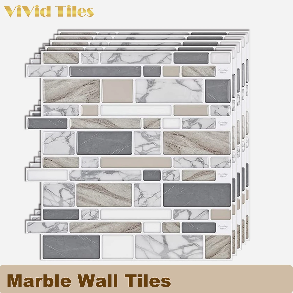 

Vividtiles Big Size Self Adhesive Waterproof Sticker Wallpaper Peel and Stick Mosaic Brick Effect Tiles - 1 Sheets