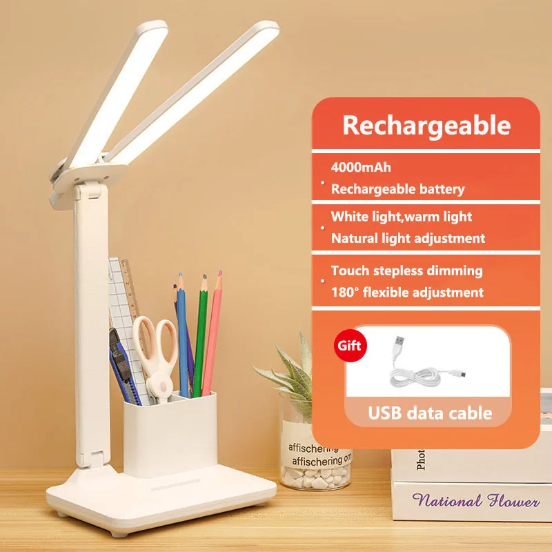 

Светодиодный ночсветильник с питанием от USB, настольная лампа с защитой глаз, с обучением и плавным прикосновением, прикроватная перезаряжа...