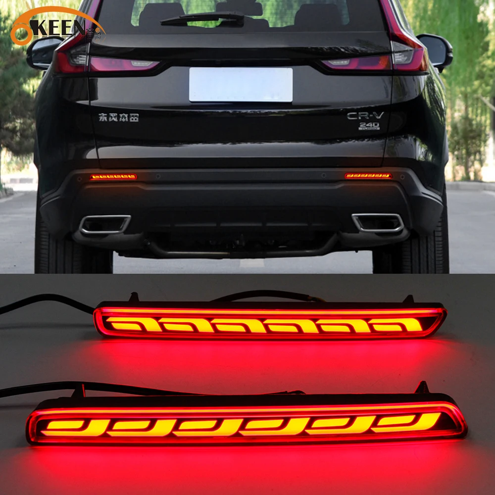 

2Pcs LED Rear Bumper Reflector Light For Honda CRV 2023 Start-scan Taillight Dynamic Brake Turn Signal Lamp Car Accessories 12V