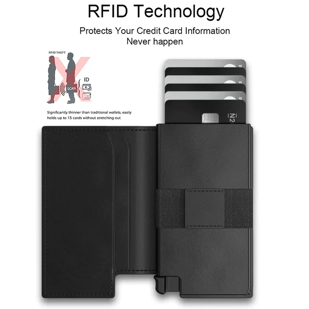Luxury Card Holder for Men Bank Credit ID Cards Holders Genuine Leather RFID Wallet Mini Money Clips Business Women Small Purses