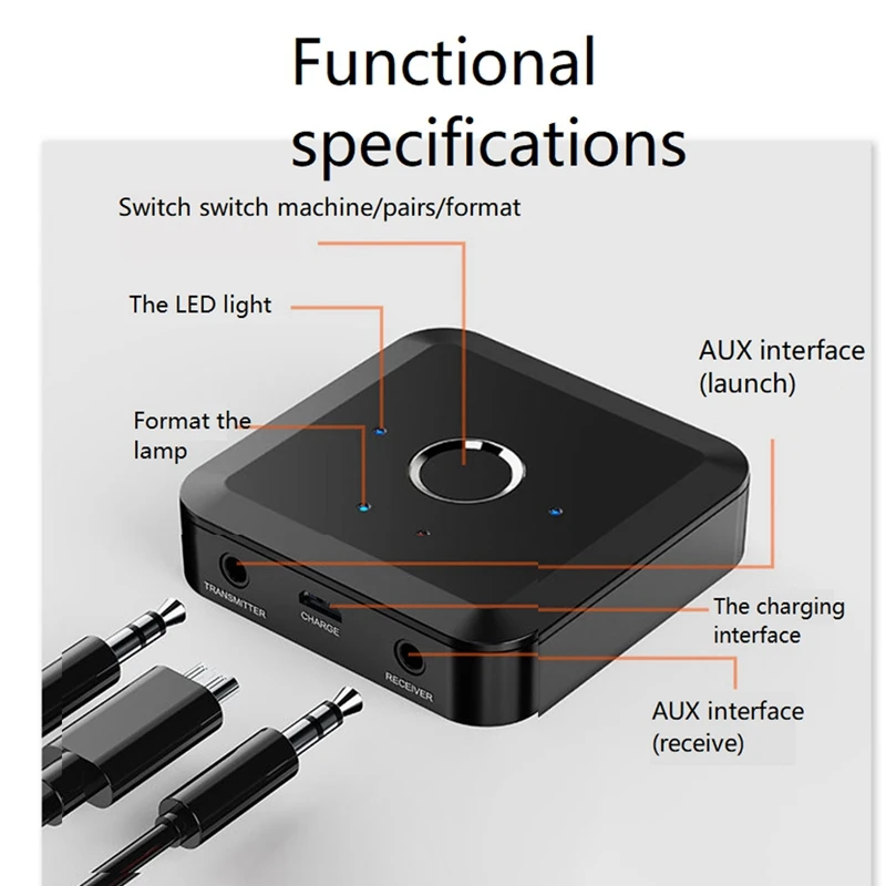 

Bluetooth 5.0 Transmitter Receiver Low Latency Qualcomm 3.5Mm AUX Jack Stereo Music Wireless Audio Adapter For PC TV Car