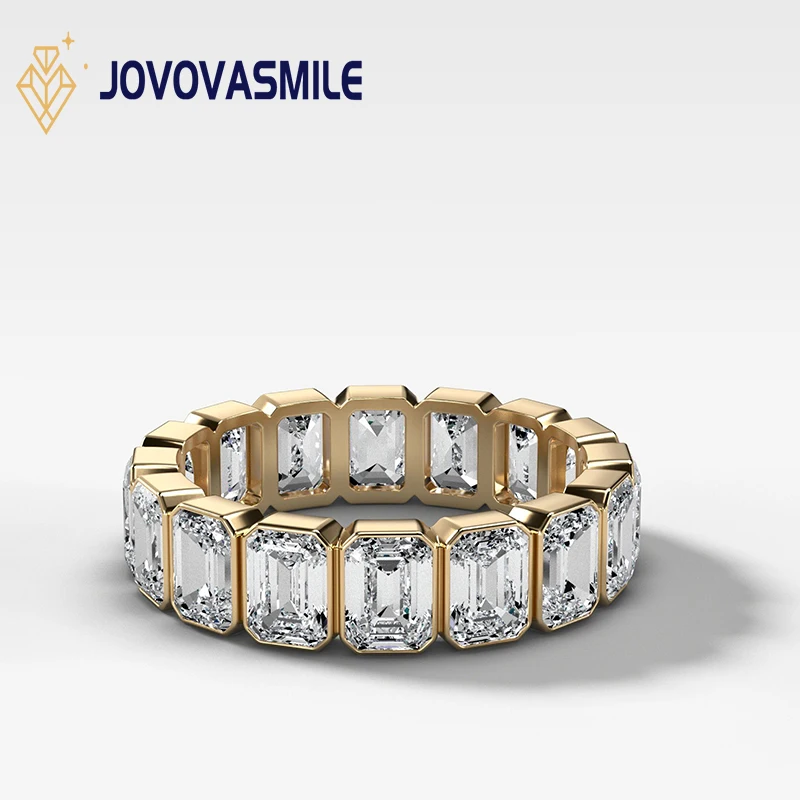 JOVOVASMILE 2022 Luxury Vintage Moissanite 925 Silver Wedding Band 3*5mm Emerald Cut Eternity Ring For Women Best Gift Jewelry