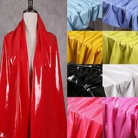 50145cm meetee shiny glossy soft leather fabric elastic faux pu fabrics for dress clothes material diy sewing accessories