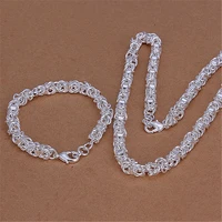 925 stamp men women bracelets necklace jewelry sets fashion classic circle chain wedding party jewelry gifts
