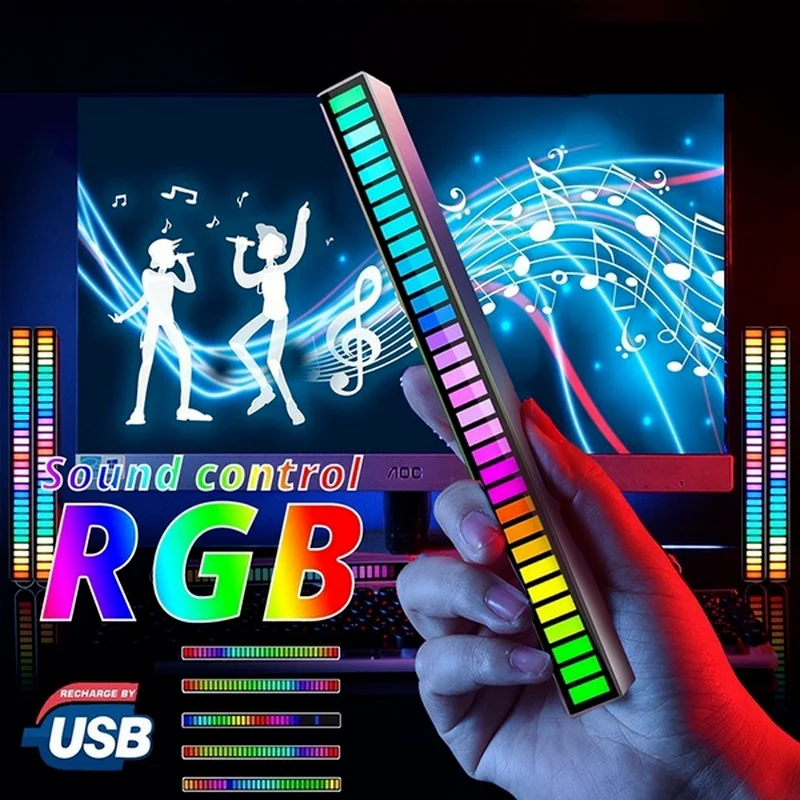 

32 LED RGB Music Voice Control Light App Control Pickup Lights Rhythm Atmosphere LED Lantern Bar Car Bar Garage Decoration