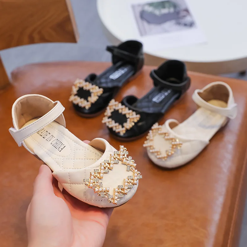 

Girls Sandals Summer New Solid Color Shallow Cute Buckle Princess Leather Shoes Children's Flats Fashion Mary Janes Shoes