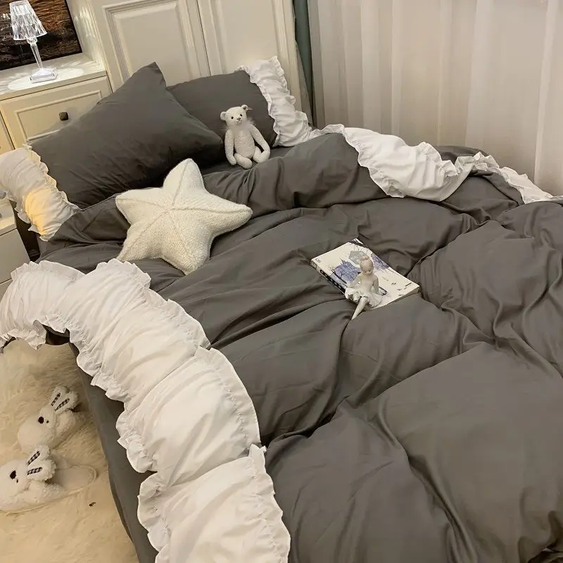 Корея принцесса фиолетовый цвет фотообои набор кавайная простыня пододеяльник