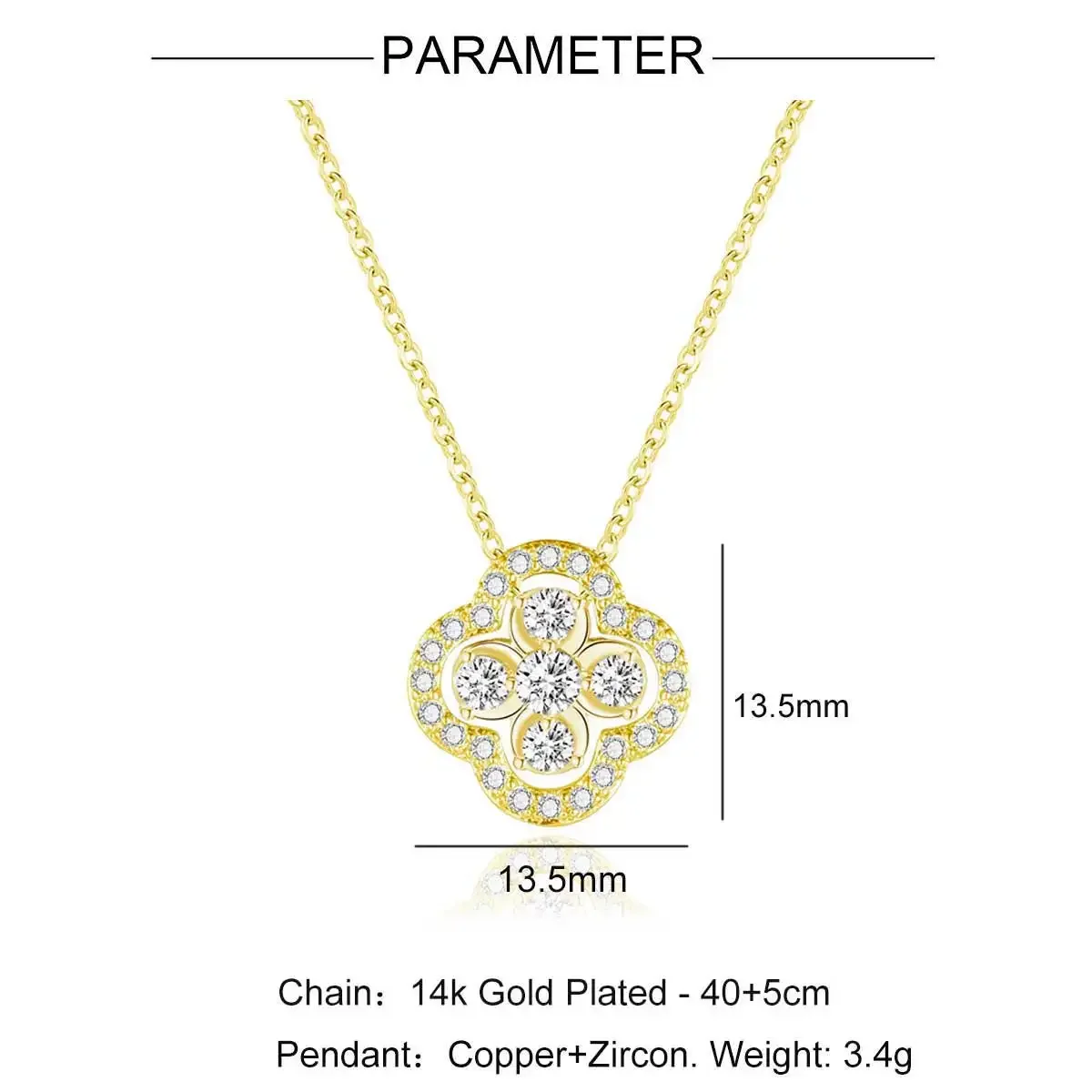 Vnistar 14 К настоящая позолоченная стальная цепочка с медное ожерелье сердцем