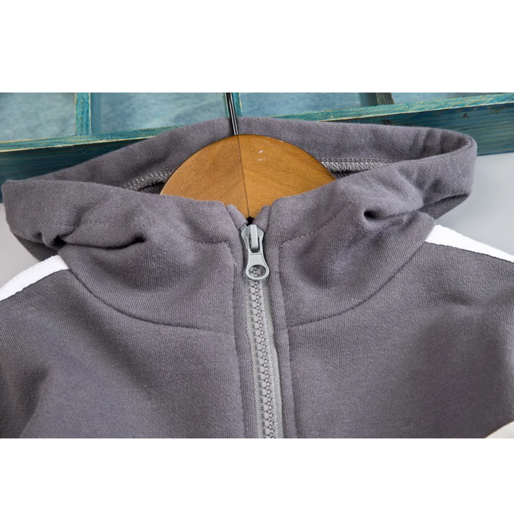 Spring Autumn Toddler Boy Costume Outfit Baby Kid Patchwork Tracksuit Infant Casual Clothing Sets Children Hooded Top Pants 2Pcs