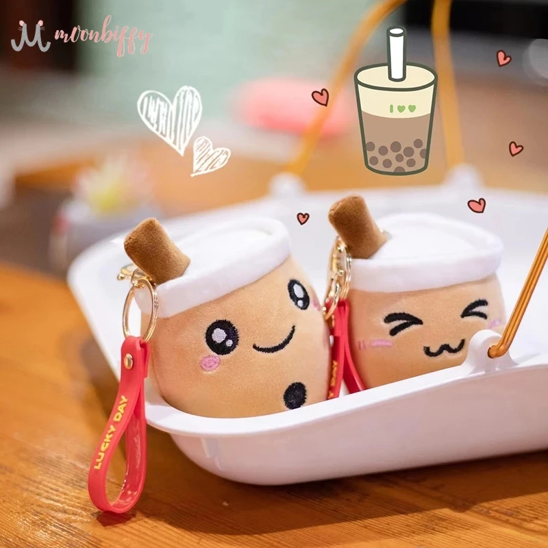 

Kawaii Bubble Tea Cup Boba Plush Keychain Toys Stuffed Pendant Mini Key Chain Plush Wallet Bag Pendant Kids Toys