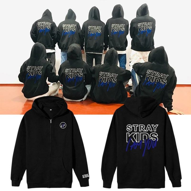 

Kpop Stray Kids Album I am YOU zip hoodies men sweatshirts unisex black hoody sweatshirt male MAN JACKET