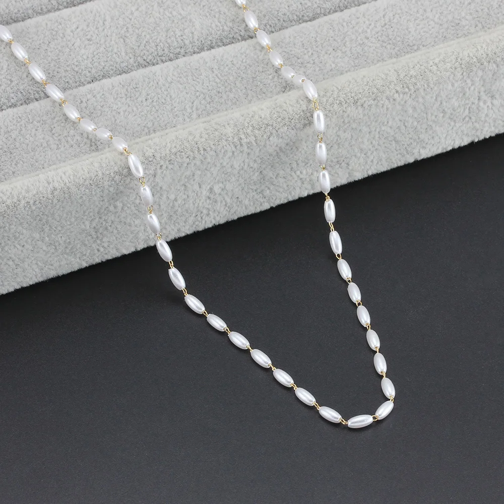 Белые ожерелья из нержавеющей стали с искусственным жемчугом для женщин