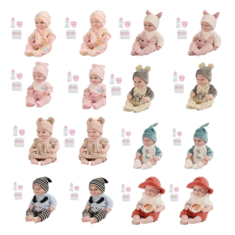 

Life-like Reborns Baby with Diaper Pacifiers Bottle Full Body Smiling Girls