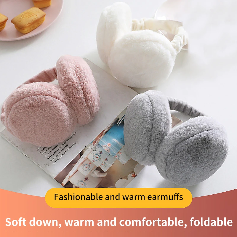 

Мягкие плюшевые наушники, Зимние теплые наушники для женщин и мужчин, модные однотонные наушники, уличные наушники с защитой от холода, наушники