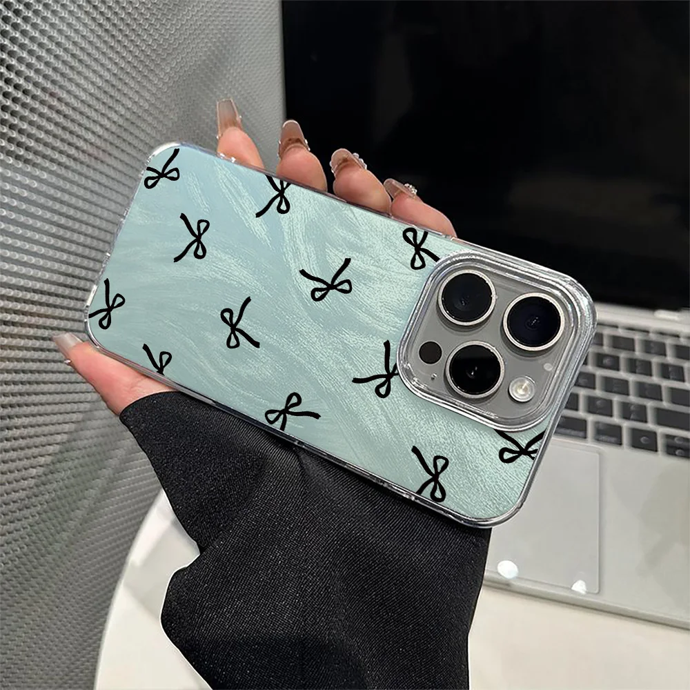 Цветной чехол для телефона с бантом и лазерным перьевым принтом iPhone 7 8 XS MAX XR X 11 12 13