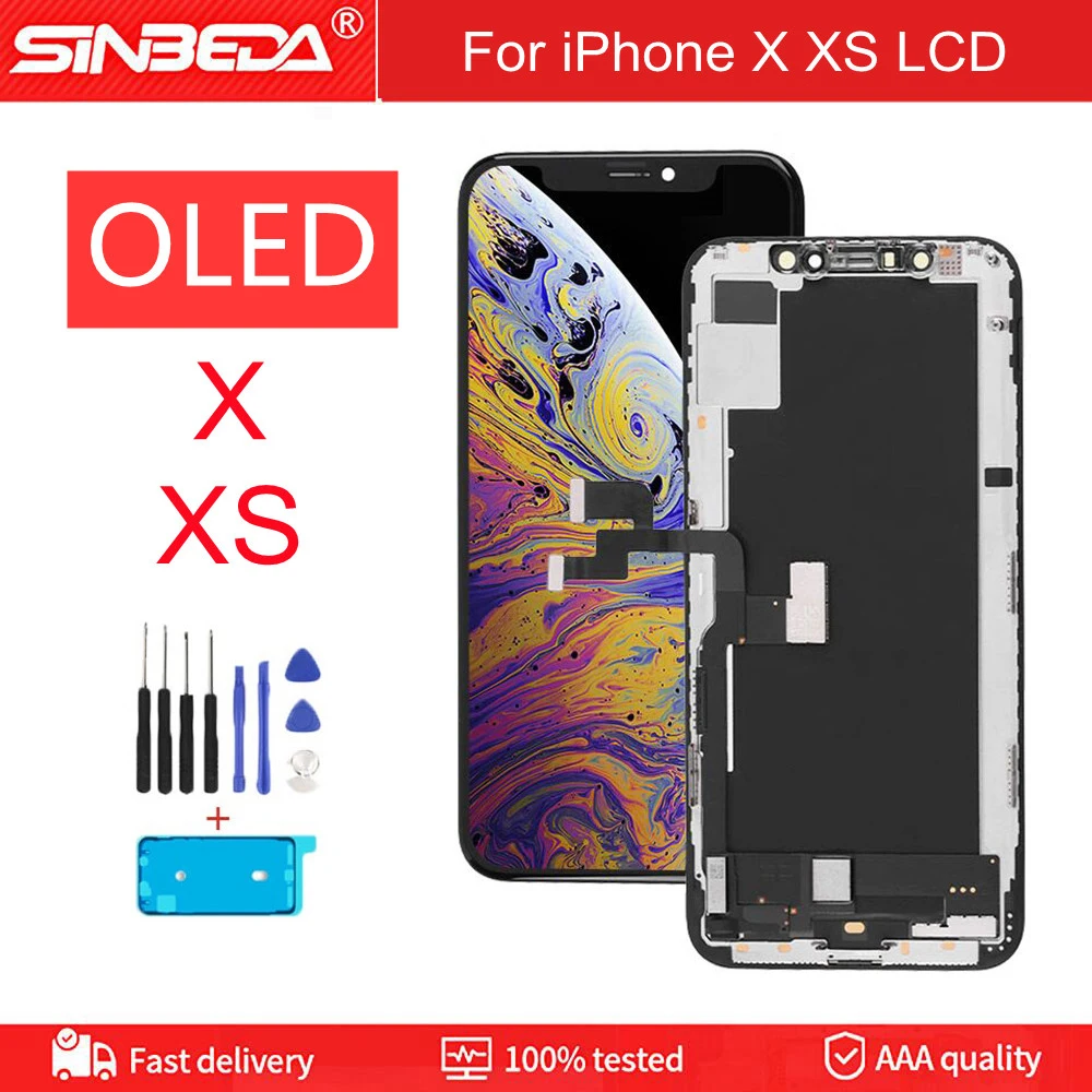 100% тест для Iphone X OLED ЖК-дисплей сенсорный экран iPhone XS LCD дигитайзер сборка Замена с