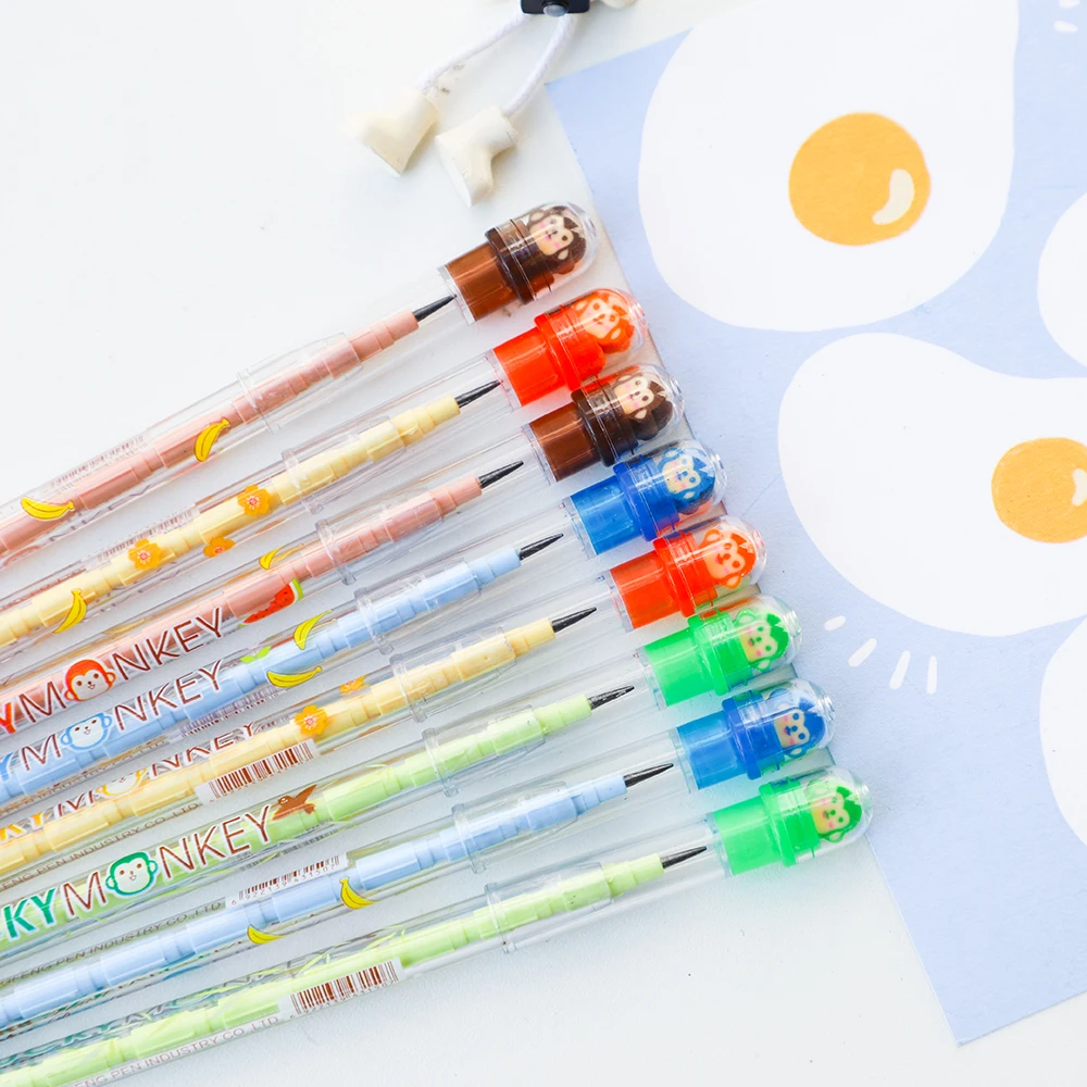 

8Pcs Kawaii Monkey 2.0mm Non-sharpening Pencils HB Writing Mechanical Pencil with Eraser For Student School Office Stationery