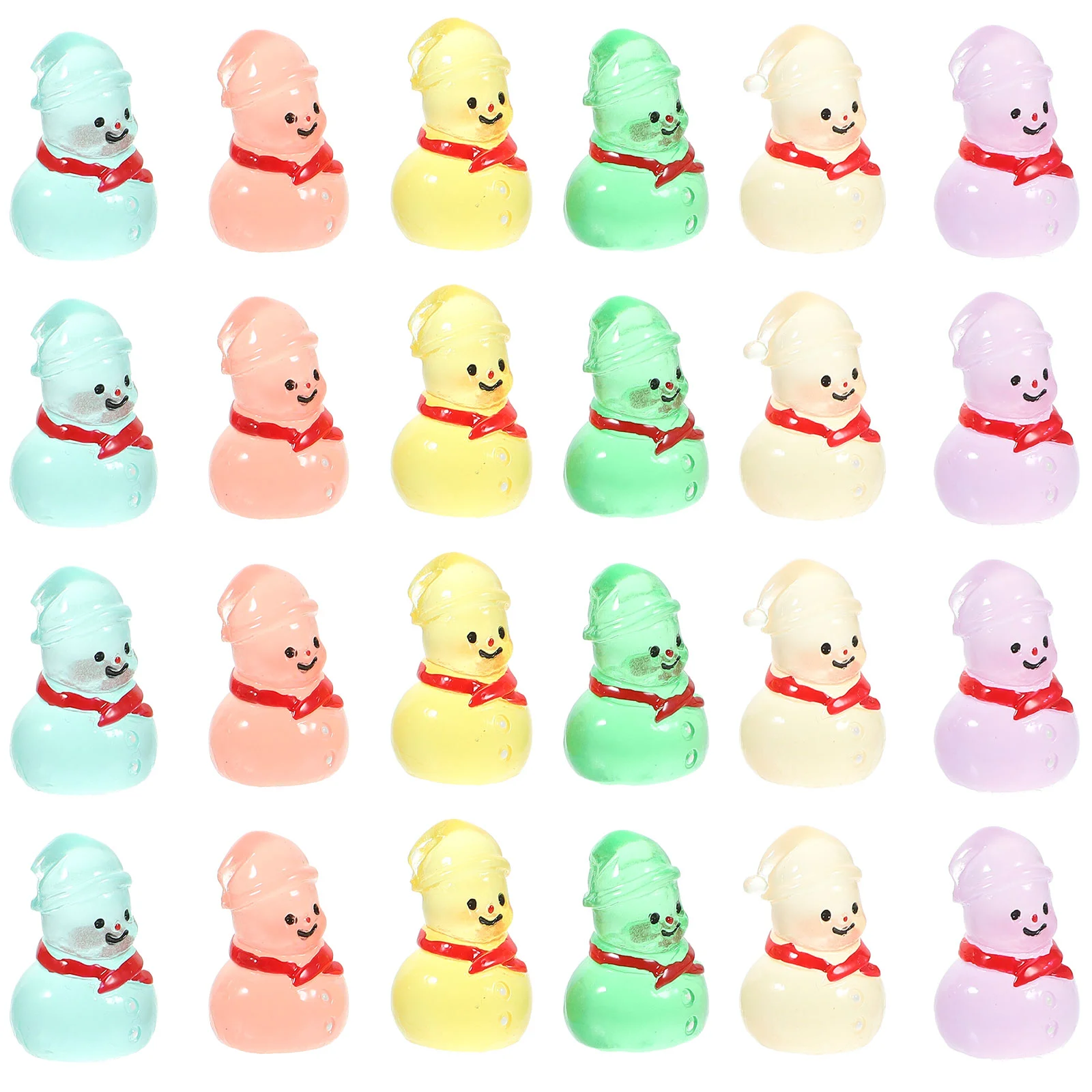 

24Pcs Snowman Statue Mini Snowman Mini Snowman Figurines Snowman Miniatures (Mixed Color)