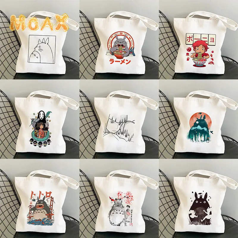 

Сумка-Тоторо через плечо для женщин, повседневные холщовые сумки-тоуты в стиле аниме Миядзаки Хаяо, экологически чистая многоразовая Сумочка унисекс