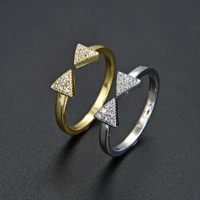 tulx simple double triangle zircon ring for women geometric open adjustable finger ring wedding party jewelry
