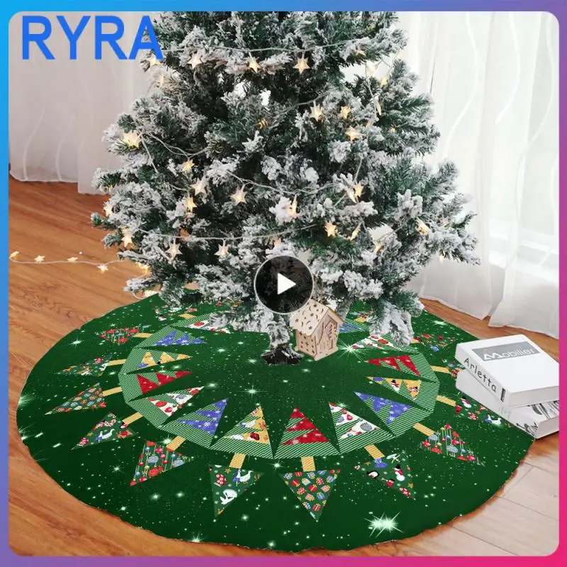 

Christmas Tree Skirt 72cm/28 Inch Christmas Tree Mat With Snowflake Reindeer Xmas Tree Skirts For Christmas Decorations