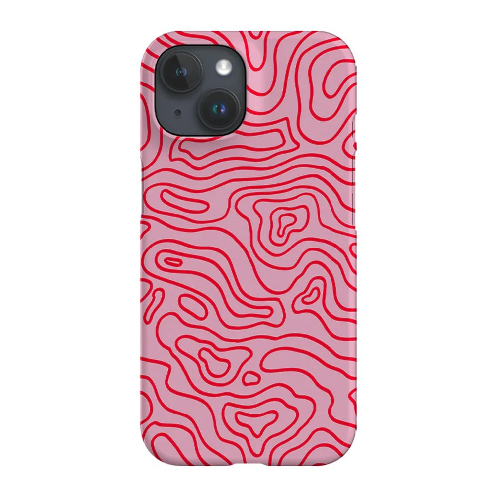 Фото Clmj Роскошный розовый красный чехол для телефона с топографией для iPhone 16, 15, 14, 13, 12, 11 X XS XR 7 8 Pro Max Plus, двухслойная задняя крышка №1