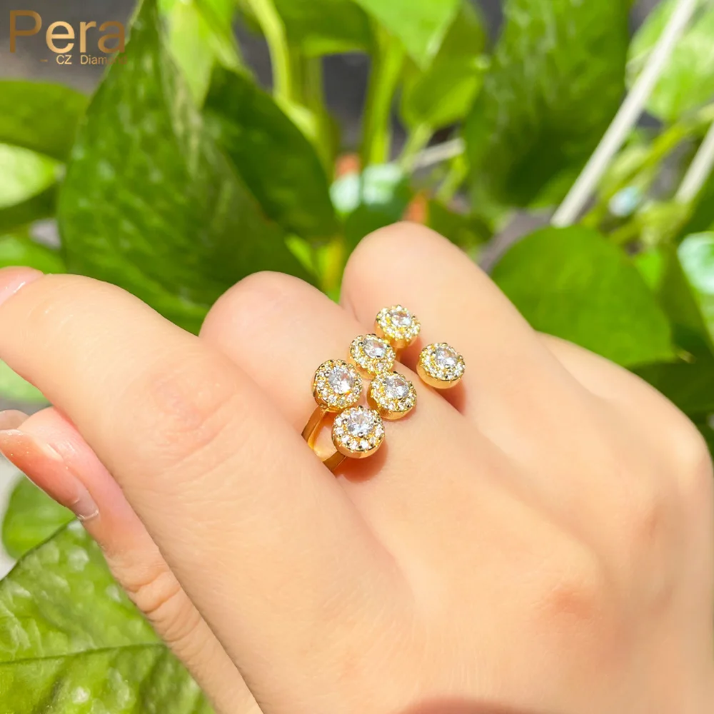 Pera стильный круглый цветок Шарм кубический цирконий золотого цвета открытые