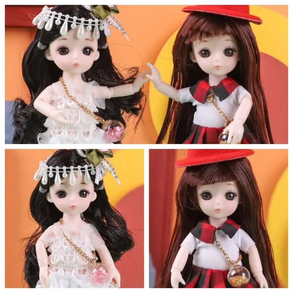 

Dress Up BJD Dolls PVC with Clothes Removable Joints Doll 1/12 BJD 13 Movable Joints Simulated Eye Hinge Doll Girls Gifts