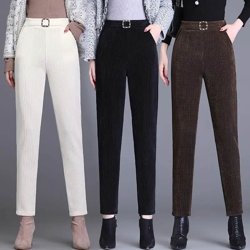 

Новинка 2023, модные женские плотные теплые эластичные брюки с высокой талией на осень и зиму, качественные брюки, облегающие брюки-карандаш Z22