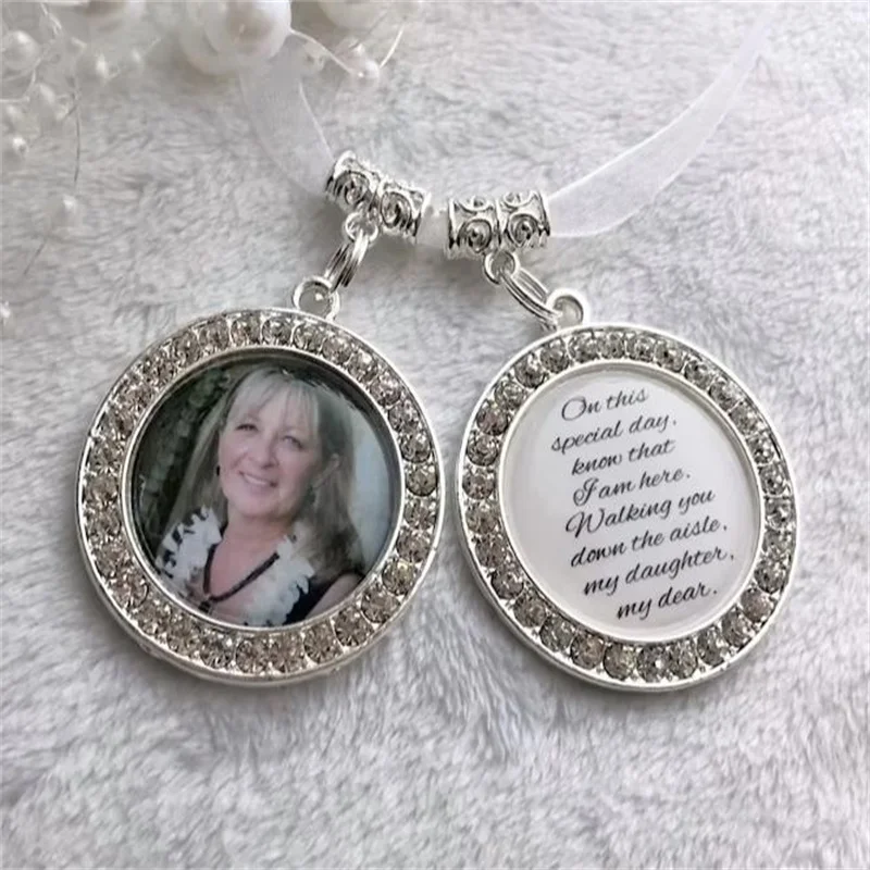 

Подвеска для букета невесты на заказ, искусственный букет, памятный кулон, персонализированный Шарм для свадьбы/невесты, Серебряные стразы