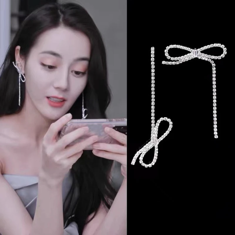 Серьги с бантами 2022 Новинка Dilraba та же You Are My Glory модные изысканные Асимметричные женские серьги в подарок для девочек