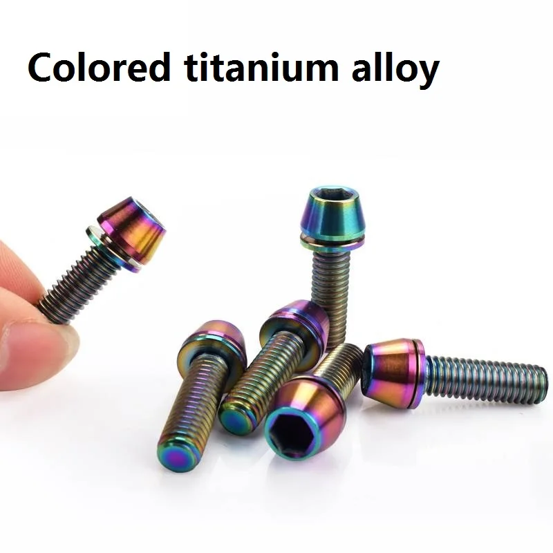 

M5x9-60mm Colorful titanium alloy screw thread pressing cone head screw Racing bicycle mountain bike handle stand pipe tap