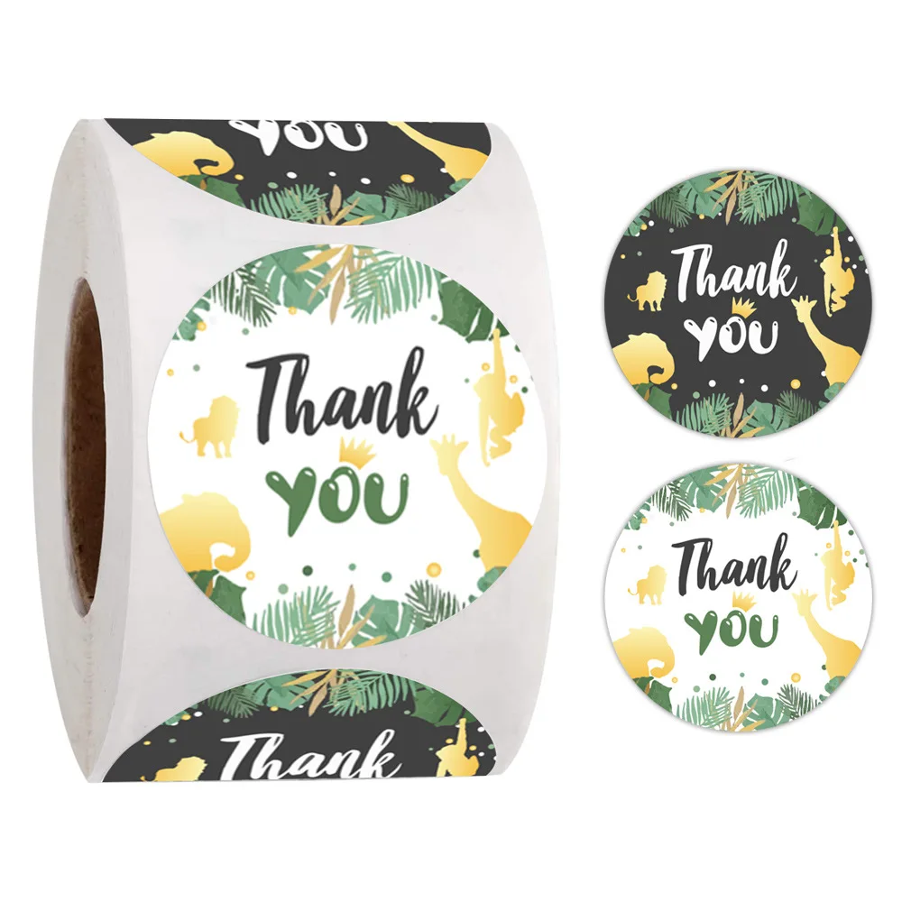 

50-500pcs Green Leaves Thank You Stickers 1inch Sealing Label Stickers for Wedding DIY Gift Decoration Business Packing Stickers