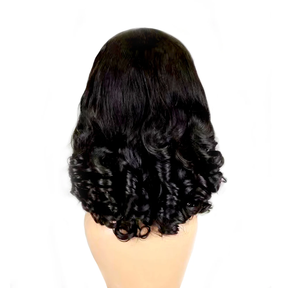 Retro Lady Loose Curly Human Hair Wig Brazilian Remy Short Curly Bob Lace Front Human Hair Wig for Women Spiral Bouncy Curly Wig