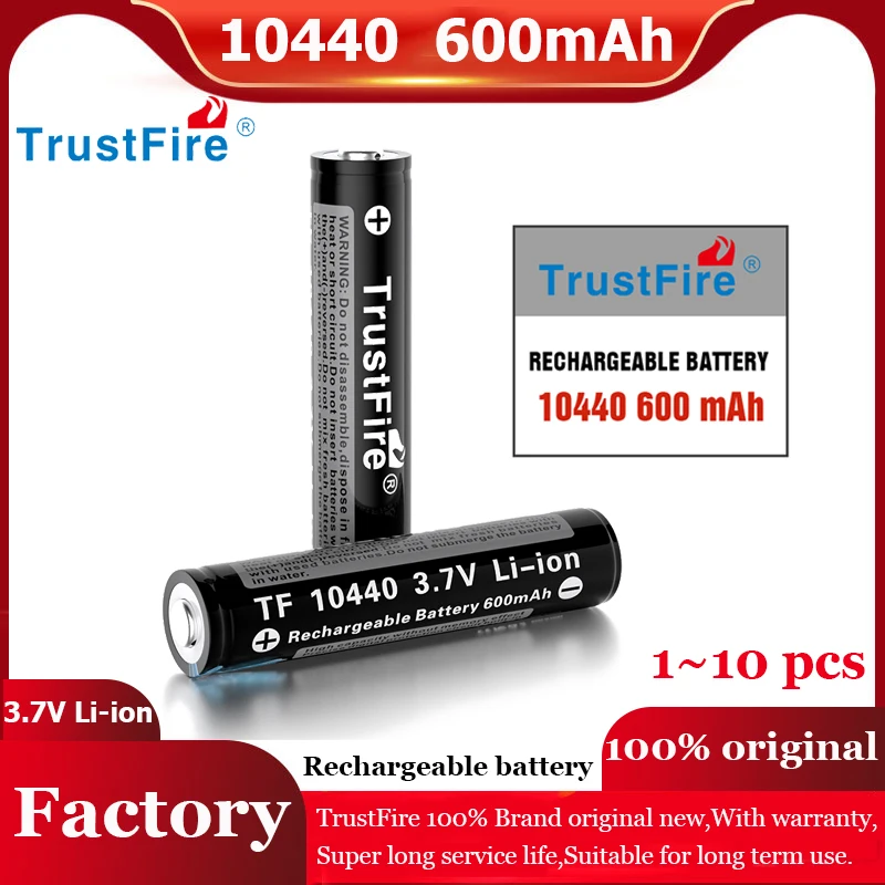 Trustfire 10440 литиевая батарея AAA Оригинальный 3,7 в 600 мАч перезаряжаемый литий-ионный аккумулятор для игрушечного фонарика калькулятор часов