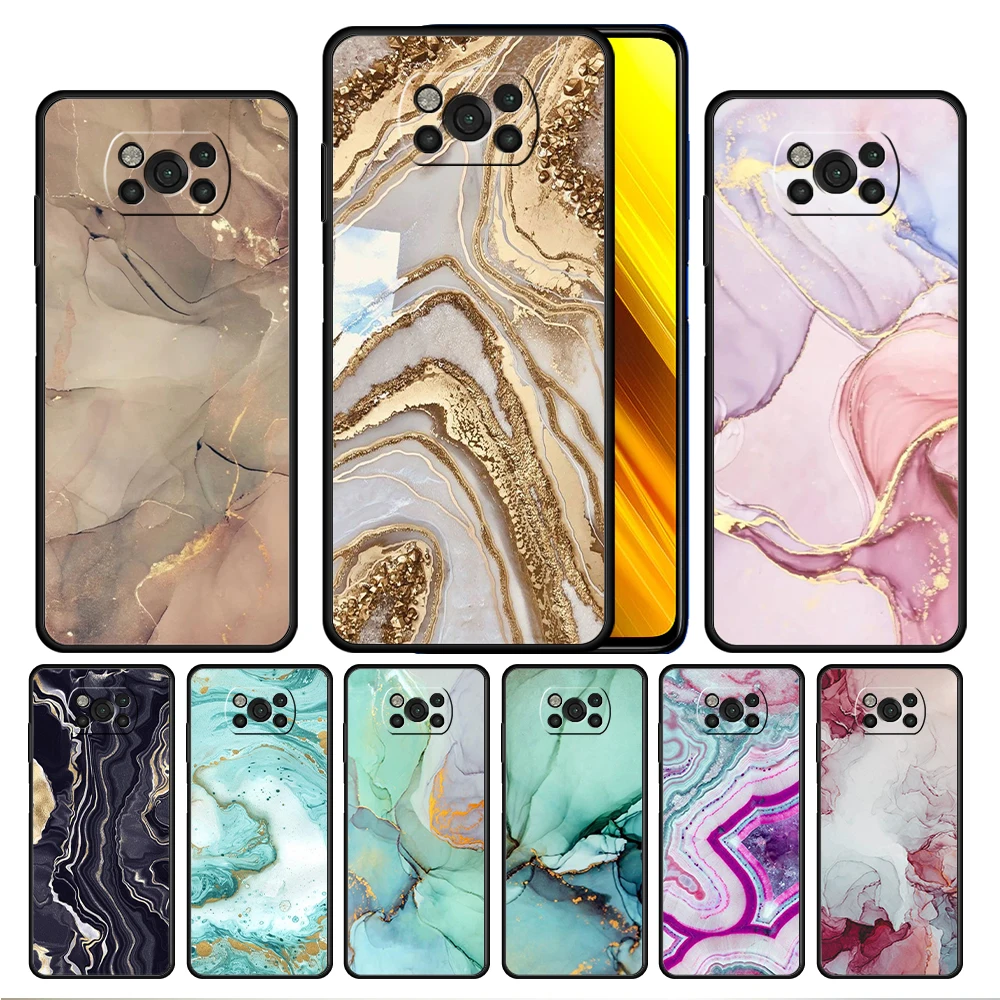 

Luxury Marble Case Cover for Xiaomi Poco X3 NFC X4 F1 F2 F3 Redmi Note 9s 9 8 8T 10 11S Pro Official Bag Funda Print Thin