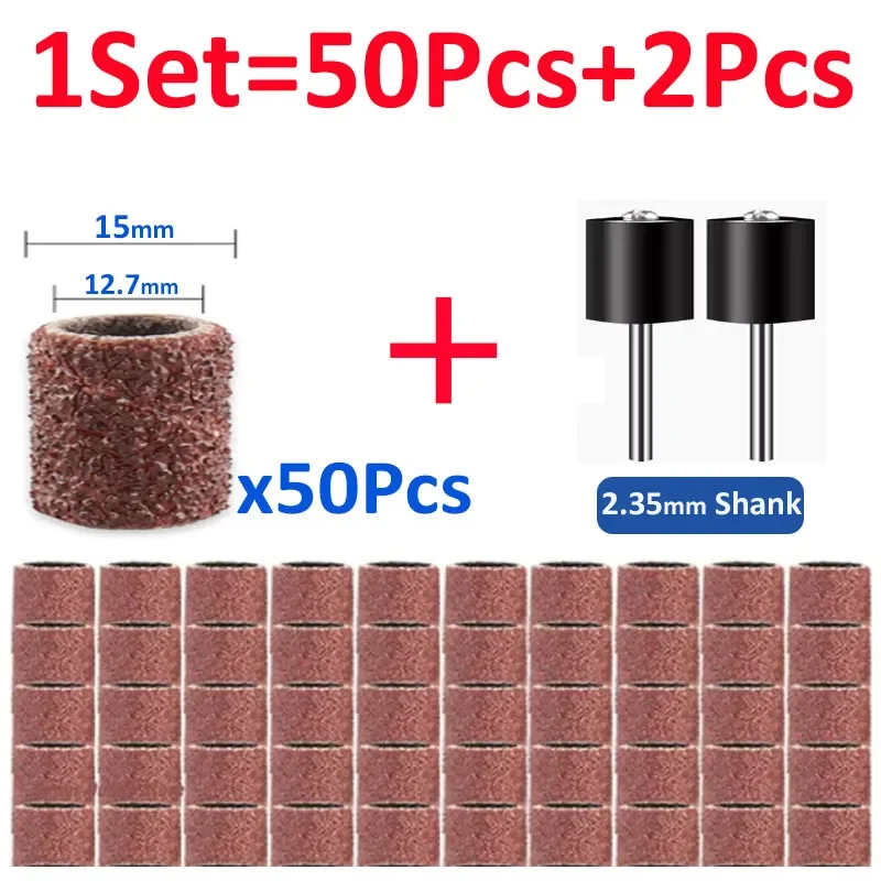 

52 шт./компл. шлифовальные ленты, шлифовальные барабаны с зернистостью 80-600 для дрели для ногтей Dremel, вращающиеся абразивные инструменты