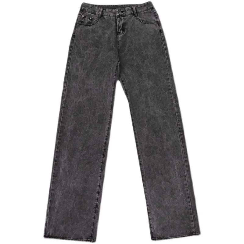 Men's Jeans Letter Embroidery Grey Straight Slim Jeans Hip Hop Men's Pants Y2k Pants Jeans Fashion Streetwear Brand Jeans Casual