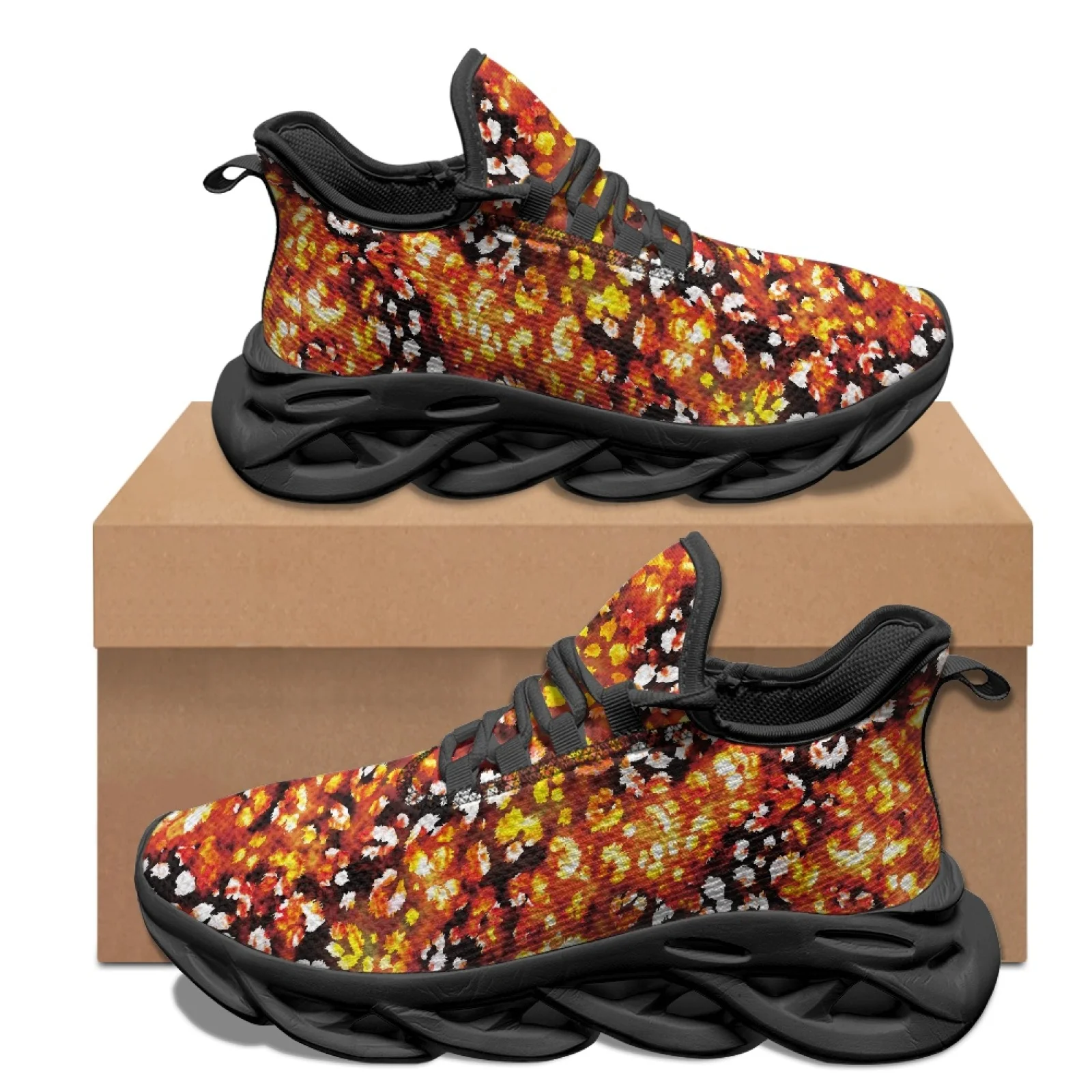 Фото Кроссовки PENSTROLL Orange Yellow Floral Lightweight Blade для взрослых, удобные мужские кроссовки для бега №4