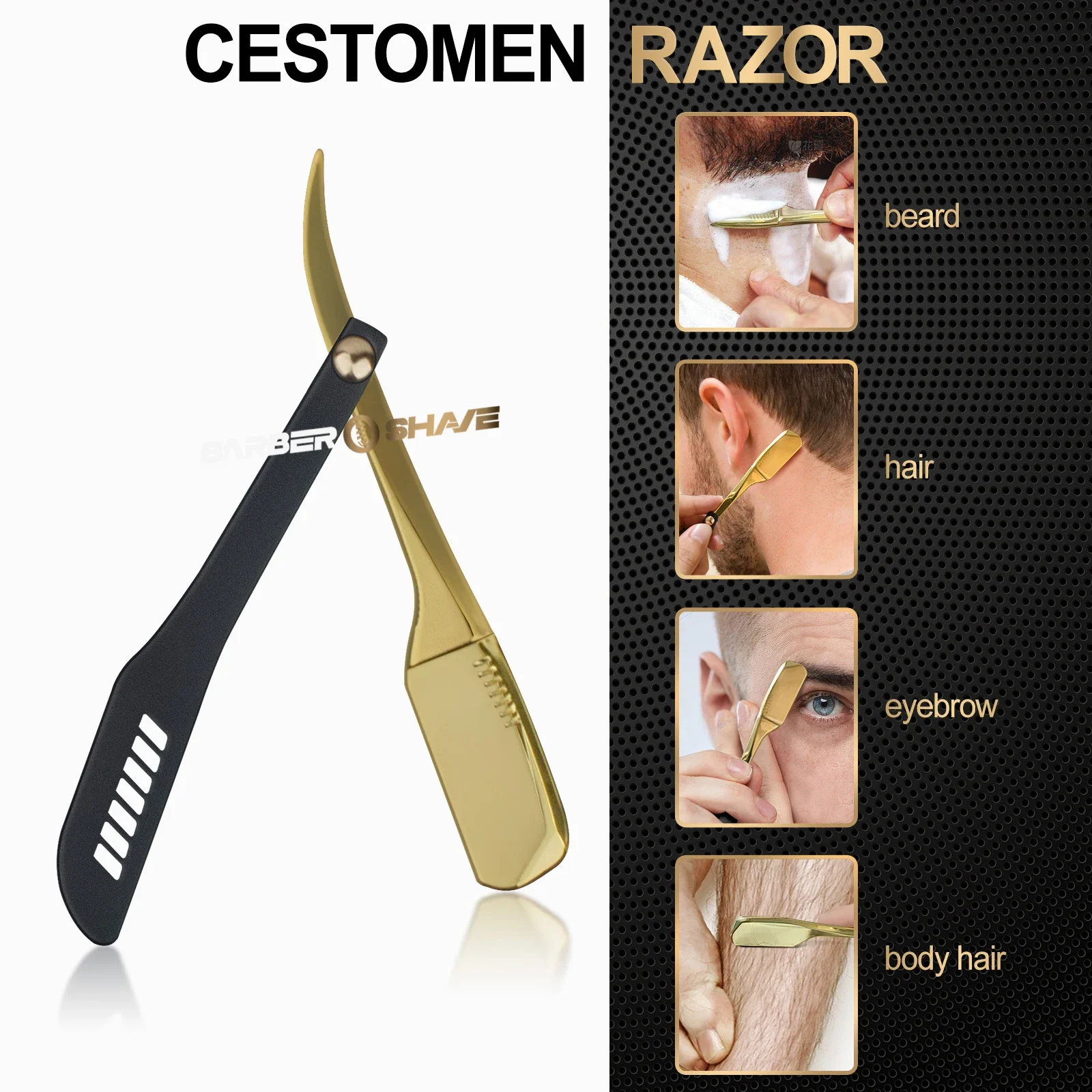 Профессиональная Прямая Бритва Для Мужской Стрижки И Бритья Бороды - Складная