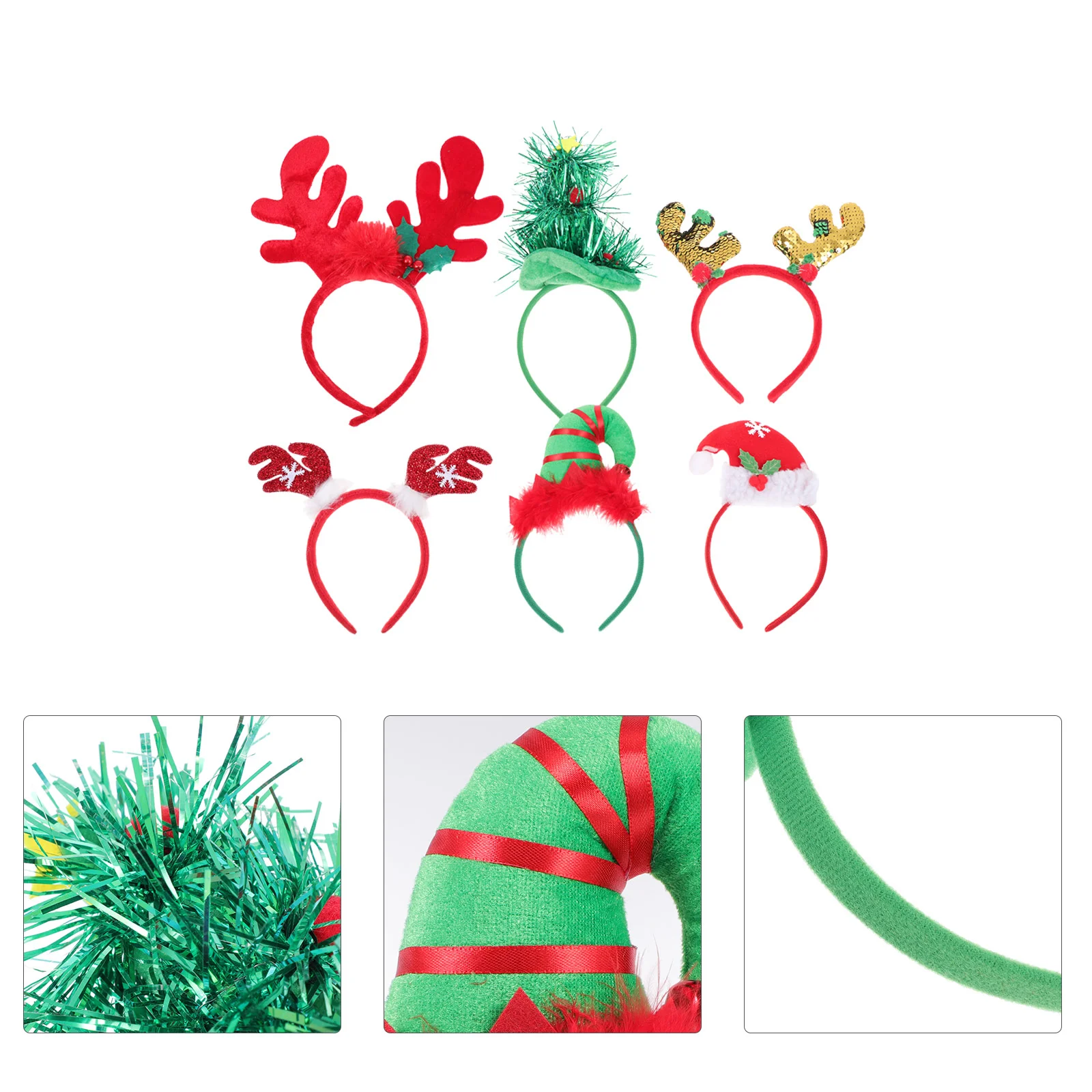 

6pcs Interesting Xmas Style Hair Hoops Decorative Festival Headwear Props