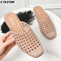 womens sandals summer holow hole slippers fashion solid color heel slides casual breathable shoes female flat slippers women