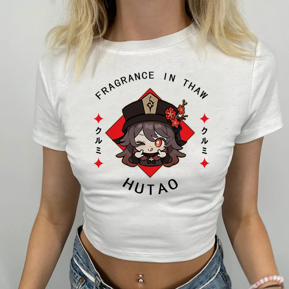 

Футболка genshin impact, волшебный гранж, винтажная уличная одежда, короткий топ, женская готическая графическая футболка kawai 2000s