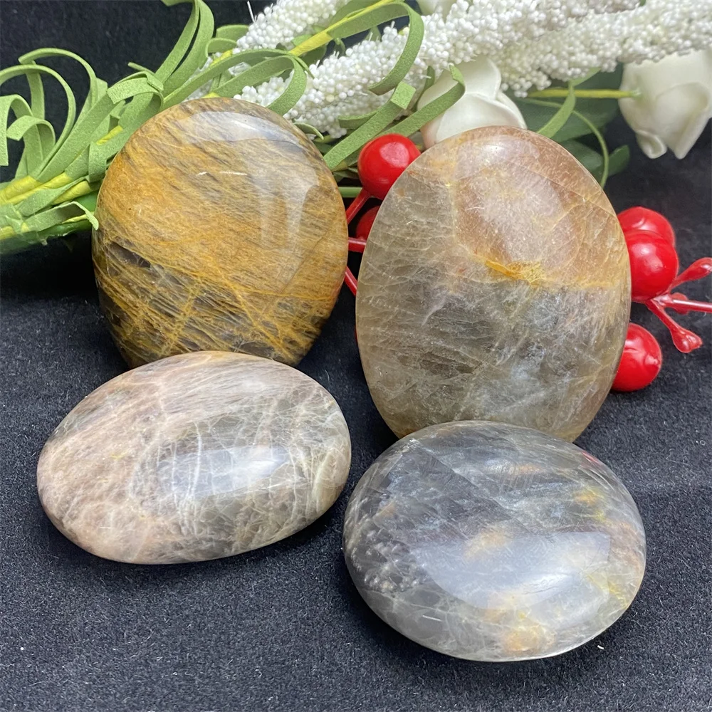

Natural Beautiful Moonstone Palm Play Crystal and Stone Healing Office Garden Home Decor Holiday Gifts
