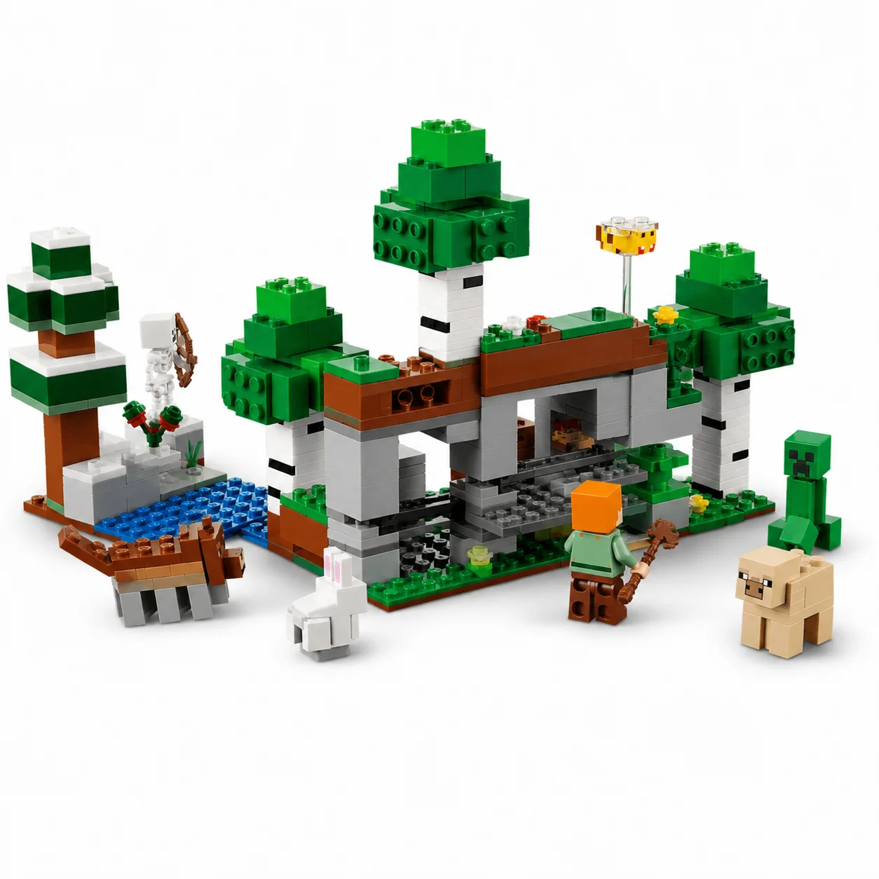 Фото Игровой набор LEGO Minecraft: Приключение в первый разряд, включающий фигурки Алекс, Скелета и Крипера ™ Вудс Волф, Колд Пиг, Албино Кролик, А Би, 301 деталь, 21593 №4