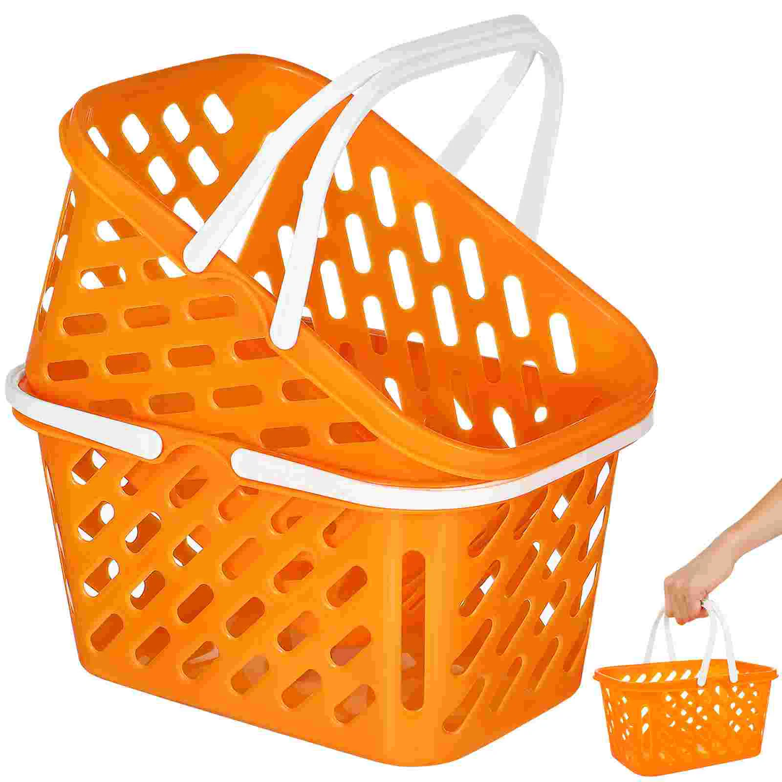 

2 Pcs Shopping Basket Savings Play House Toy Toys Storage Organizer Mini Houses Vegetable Abs Raw Material Kids Grocery Child