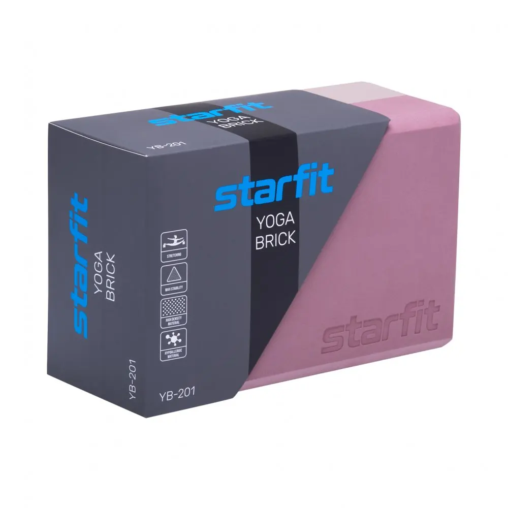 Блок для йоги высокой плотности STARFIT Pro YB-201 EVA 10 см 350 гр 22 8х15 2 пыльная роза |