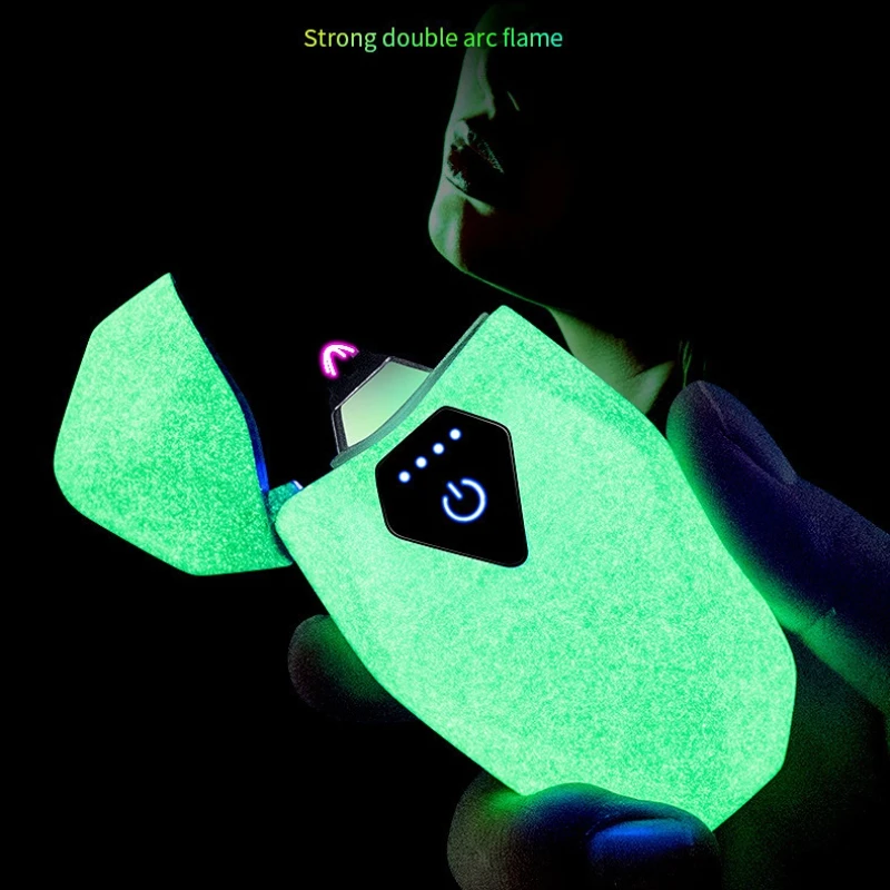 

Luminous Dual Arc Lighter Smart Power Display Touch Induction Lighter Rhombus Diamond Cool Appearance Smoking Accessories