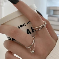 925 stamp silver color double ball woman rings luxury aestethic vintage jewelry punk accessories female ring gaabou jewellery