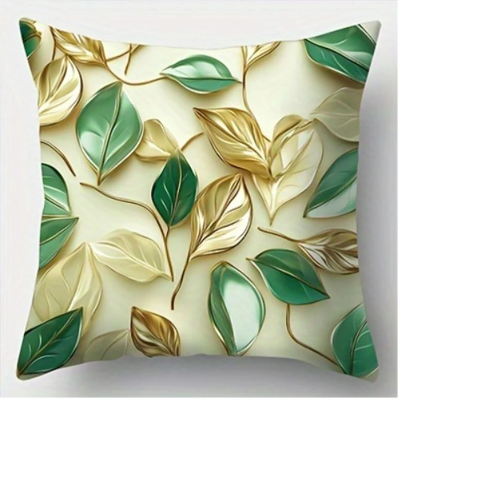 

Декоративные наволочки Green & Gold Leafy Elegance, полиэстер велюр
